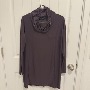 Sun Kim Women's Dark Purple‎ Cowl Neck Pullover Activewear Front Pocket Size L